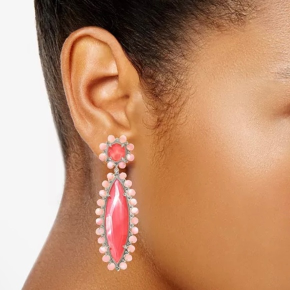 Kendra Scott Genevieve Beaded Statement Earrings(Coral Pink Mother-of-Pearl) - Picture 2 of 3